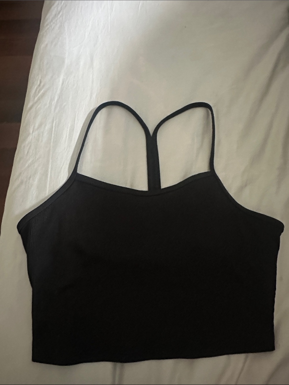 ALO Yoga Black Ribbed Strappy Sports Bra Crop Top Medium - Picture 3 of 7